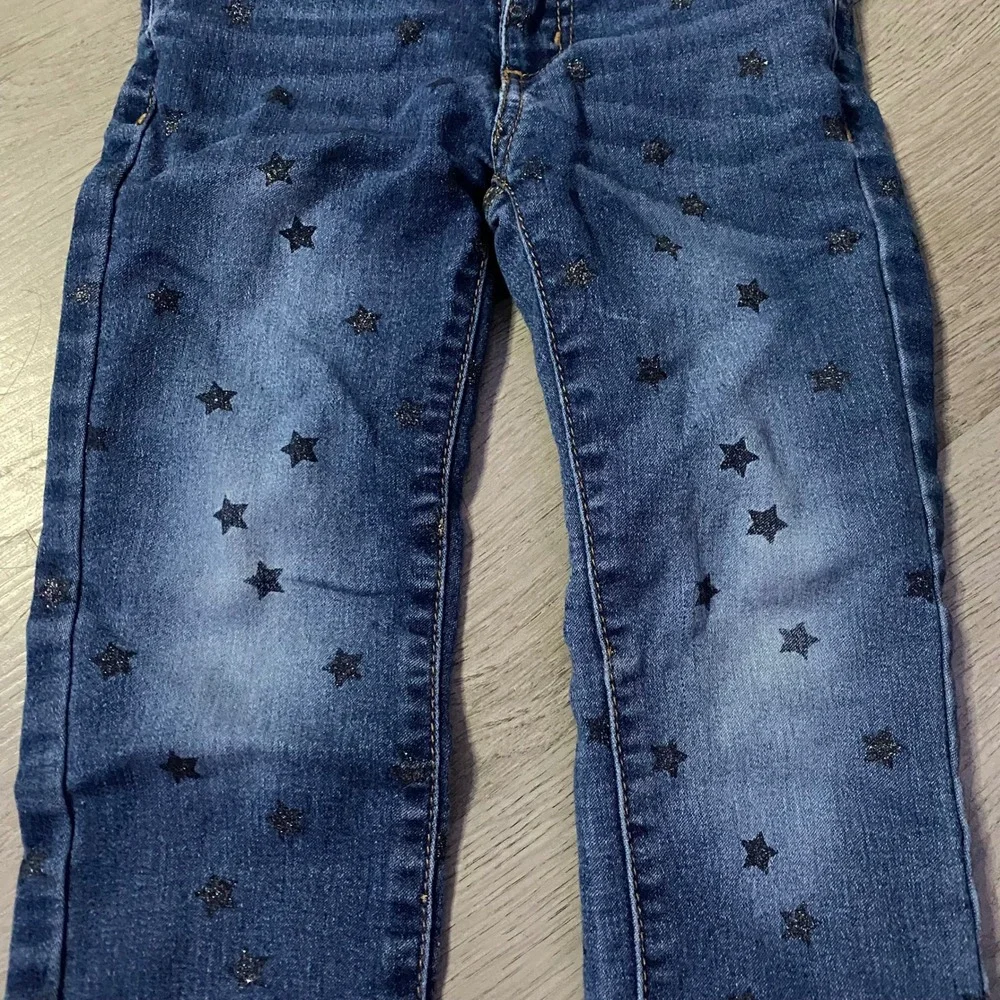 Okie Dokie Star Print Jeans Toddler 3T Blue Glitter Denim Pants